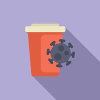 graphique de une virus un haut une à emporter café tasse, symbolisant santé des risques vecteur