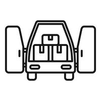 Voyage contour icône de une voiture avec bagage vecteur