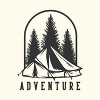 aventure de conception de logo avec illustration vintage de tente de camping vecteur