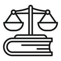 loi et Justice icône Balance sur livre vecteur