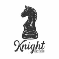 club d'échecs de chevalier de conception de logo avec l'illustration vintage d'échecs vecteur