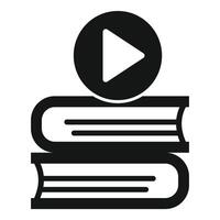 en ligne éducation icône avec livres et jouer bouton vecteur