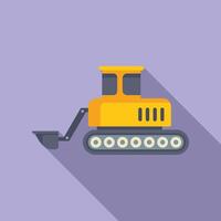 vibrant plat conception de une Jaune dessin animé bulldozer contre une violet Contexte vecteur