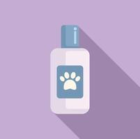 plat conception illustration de une animal de compagnie shampooing bouteille avec patte impression sur une violet Contexte vecteur