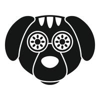 noir et blanc dessin animé chien visage icône vecteur