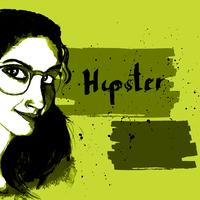 Hipster fille encre vecteur