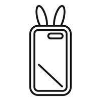 téléphone intelligent avec lapin oreilles Cas ligne icône vecteur