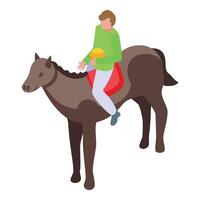 homme équitation cheval isométrique illustration vecteur