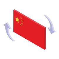 isométrique chinois drapeau avec flèches vecteur