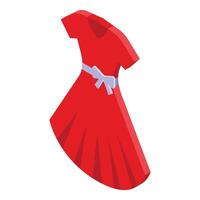 numérique illustration de une élégant rouge robe avec une arc ceinture, isolé sur blanc vecteur