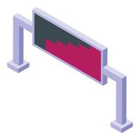 isométrique barrière avec rouge bannière vecteur