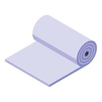 conception de une roulé isométrique yoga tapis dans une doux violet couleur, idéal pour bien-être thèmes vecteur
