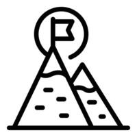 linéaire icône de une Montagne de pointe avec drapeau vecteur