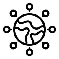 Facile noir et blanc icône représentant le monde connecté par gens vecteur