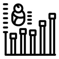 noir ligne icône représentant une bébé croissance graphique avec la mesure jalons vecteur