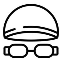 nager casquette et des lunettes de protection ligne art icône vecteur