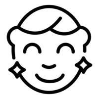 noir et blanc ligne art de une de bonne humeur dessin animé visage avec étoile des boucles d'oreilles vecteur