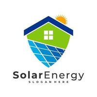 modèle vectoriel de logo solaire de bouclier, concepts créatifs de conception de logo d'énergie solaire