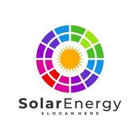 modèle vectoriel de logo solaire coloré, concepts créatifs de conception de logo d'énergie de panneau solaire