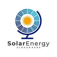 modèle vectoriel de logo solaire mondial, concepts créatifs de conception de logo d'énergie solaire