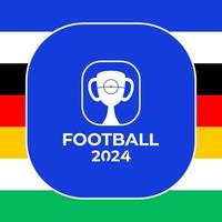 Logo vectoriel du championnat de football 2024. emblème du logo du football ou du football 2024 sur fond bleu non officiel avec des lignes colorées du drapeau du pays. logo de football sportif avec trophée de la coupe.