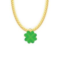 bijoux chaîne en or avec trèfle vert à quatre feuilles. illustration vectorielle. vecteur