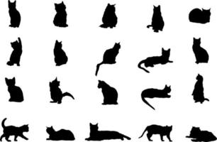 collection de vecteurs de silhouette de chats pour les compositions d'œuvres d'art. vecteur