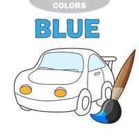 apprendre les couleurs. livre de coloriage avec voiture. page pour les enfants vecteur