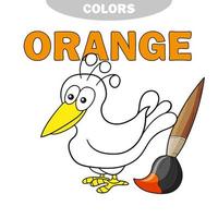 livre de coloriage - oiseau finny. apprendre les couleurs. vecteur