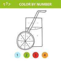 du jus d'orange. jeu éducatif pour enfants - livre de coloriage, couleur par numéros vecteur