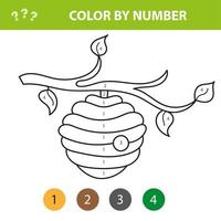 livre de coloriage pour enfants, ruche d'abeilles - couleur par numéros vecteur