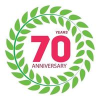 Logo modèle 70 anniversaire en couronne de laurier vector illustration