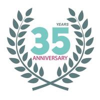 Logo modèle 35 anniversaire en couronne de laurier vector illustration