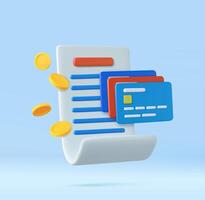 3d facture Paiement avec crédit carte vecteur