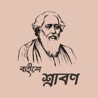 22 hé srabon, Rabindranath tagore, srabon, Rabindranath social médias. Publier conception vecteur