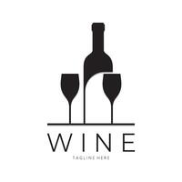 du vin logo avec du vin des lunettes et bouteilles.pour nuit clubs, bars, cafés et du vin magasins. vecteur