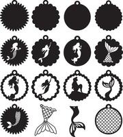 Sirène des boucles d'oreilles, été des boucles d'oreilles empaqueter, cuir boucle d'oreille, boucle d'oreille pour lueurforge, laser Couper boucle d'oreille, vecteur illustration fichier