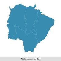 carte de mato grosso faire sul est une Etat de Brésil avec mésorégions vecteur
