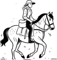 illustration de une Jeune femme équitation une cheval. vecteur