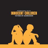 international journée de innocent les enfants victimes de agression Créatif modèle pour arrière-plan, bannière, carte, affiche. Parents la gauche le fille à rester Accueil seul, monde journée contre enfant la main d'oeuvre concept vecteur