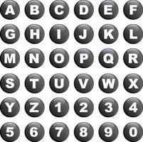 alphabet boutons - noir vecteur