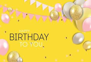 Brillant joyeux anniversaire ballons background vector illustration