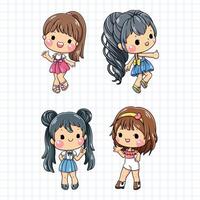 mignonne peu les filles dessin animé personnage. vecteur illustration de mignonne peu filles.