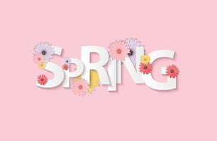 Bonjour printemps bannière salutations fond de conception avec des éléments de fleurs colorées. illustration vectorielle vecteur
