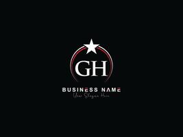 minimal lettre gh logo étoile, prime luxe gh cercle logo icône vecteur