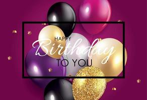 Brillant joyeux anniversaire ballons background vector illustration