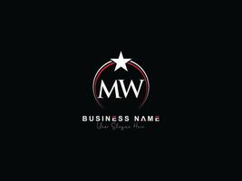monogramme cercle mw luxe logo, Créatif étoile mw logo lettre icône vecteur