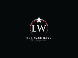 étoile cercle lw luxe logo, minimaliste lw logo lettre vecteur art