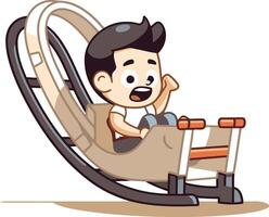 homme glissement sur rouleau Coaster - personnage dessin animé illustration isolé sur blanc Contexte. vecteur