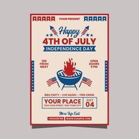 unité États de Amérique indépendance journée un barbecue fête prospectus ou affiche modèle conception vecteur